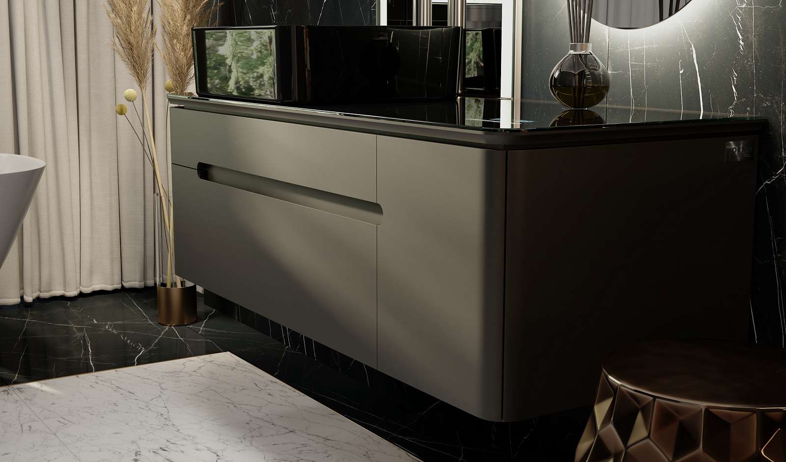 Тумба Shine 120 с МФУ подвесная антрацит Shi.01.120-M/P/A