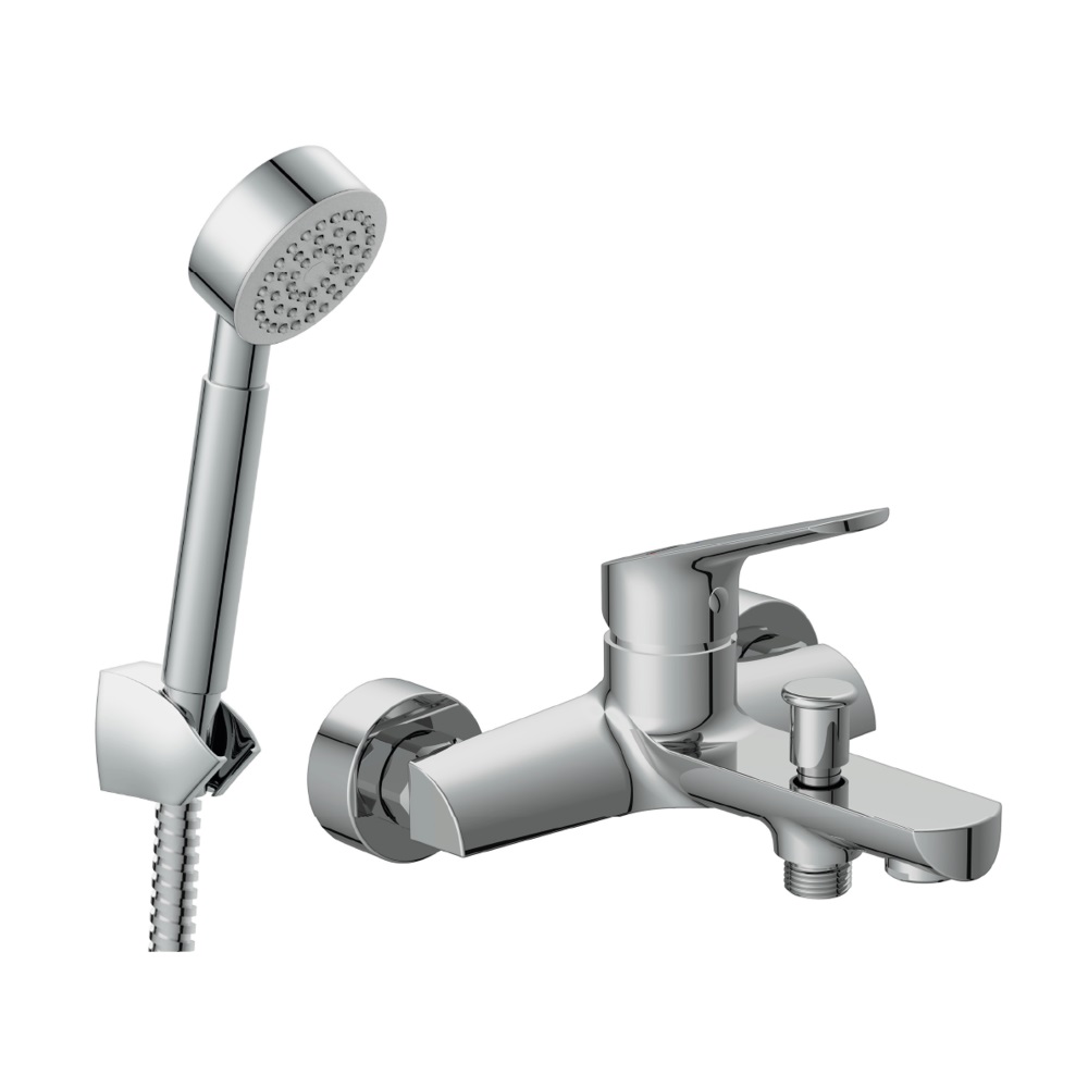 Комплект для ванной 2 в 1 смеситель для ванны Flavis и душевой гарнитур Cari 64509