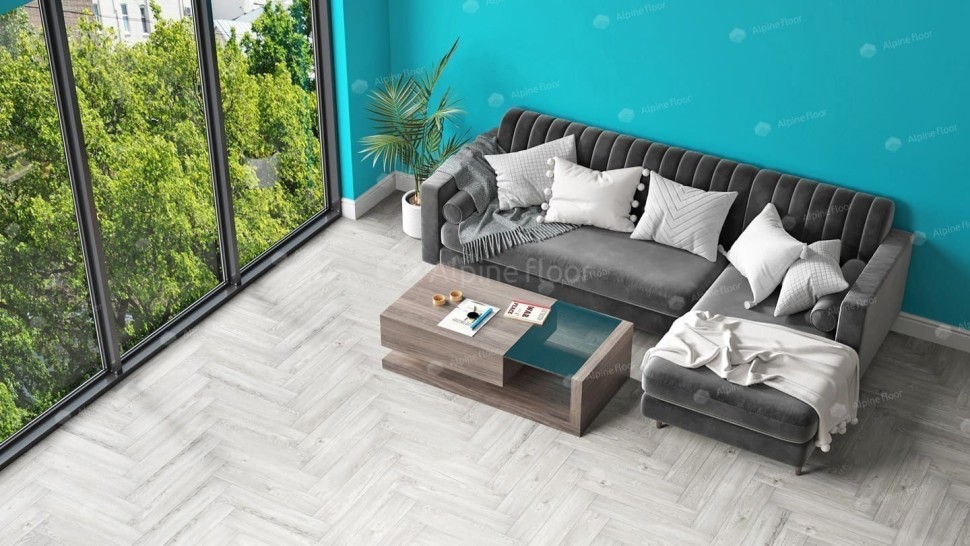 Виниловая плитка "Alpine Floor" Parquet LVT Снежный (590*118*2,5 мм) — купить в Сочи