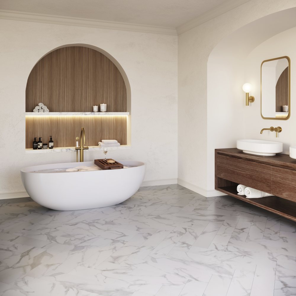 SPC ламинат "Invictus" Pure Marble Snowflake (743*145*5мм) — купить в Сочи