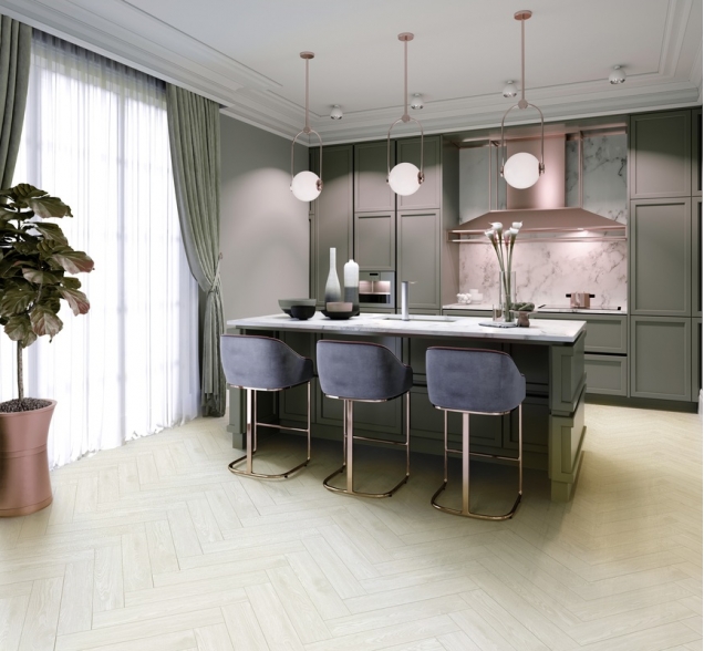 Виниловый ламинат SPC "Cronafloor" Herringbone Дуб Нант (640*128*4,5 мм) — купить в Сочи