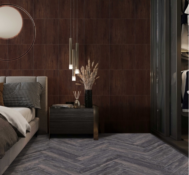 Виниловый ламинат SPC "Cronafloor" Herringbone Дуб Бордо (640*128*4,5 мм) — купить в Сочи