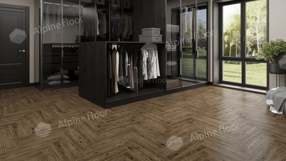 Ламинат "Alpine Floor" Herringbone 12 PRO Дуб Бордо (606*101*12 мм) — купить в Сочи