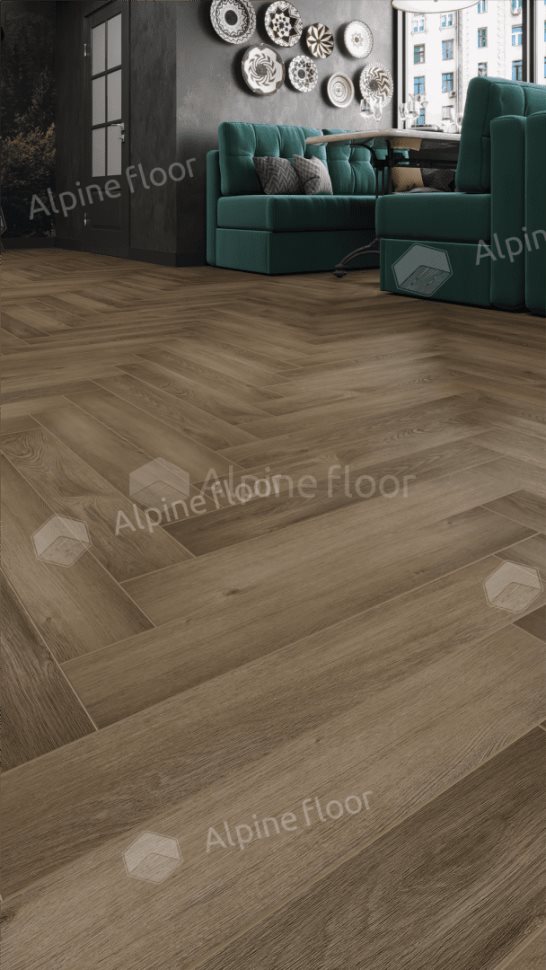 Ламинат "Alpine Floor" Herringbone 12 PRO Дуб Анжу (606*101*12 мм) — купить в Сочи