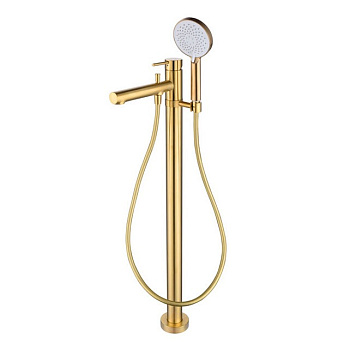Смеситель Don напольный для ванны и душа, с донным клапаном (матовое золото) 53-013-BRG